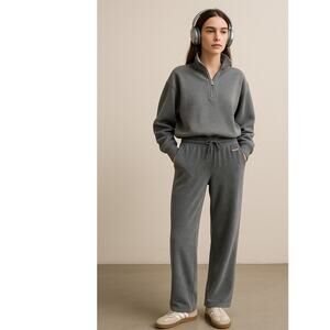 Michael Kors Gray Velour‎ Wide-Leg Lounge Pants Petite P Waist 26 Length 28